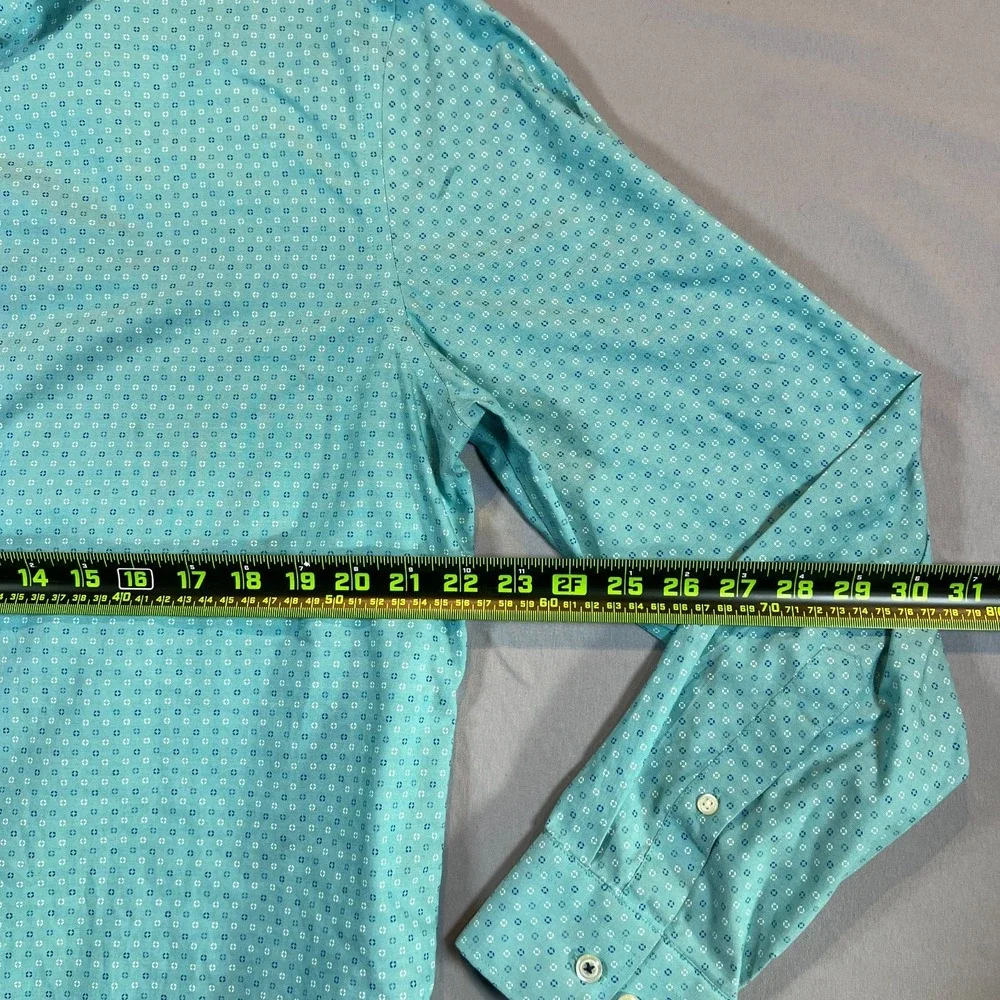 Banana Republic Dress Shirt Mens L 16-16.5 Aqua Cotton Button Up Spread Collar